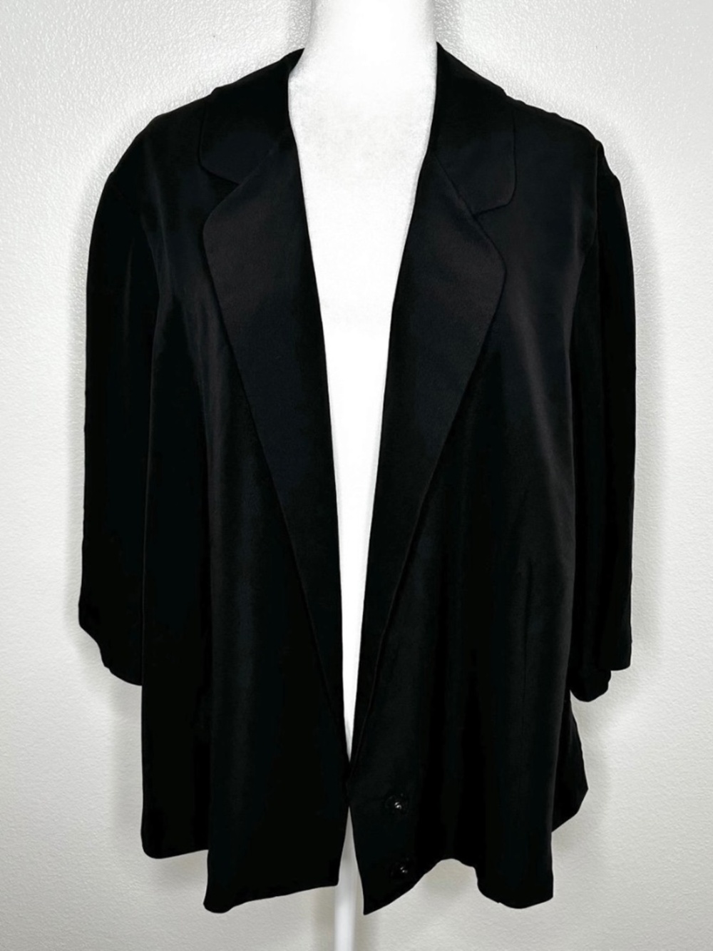 Avenue Womens Black Lightweight Open Front Blazer Jacket Plus Size 22/24 EUC